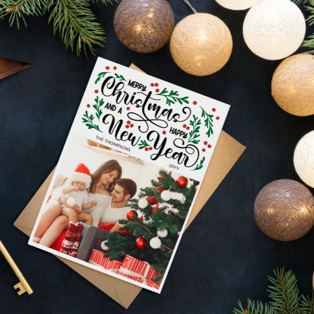 Red Berries Photo God jul Gott nytt år Julkort (Skapare uppladdad)