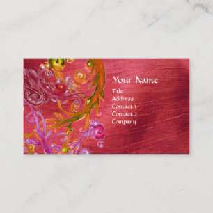 RED BERRIES SWIRLS fuchsia metallpärlor Visitkort