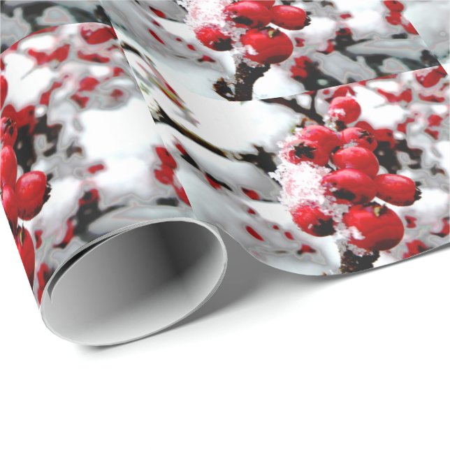 Red Berries Wrapping Papper Presentpapper (Rullad Hörn)