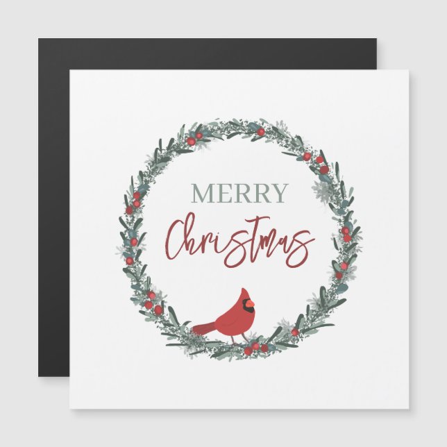 Red Berries Wreath and Red Cardinal Christmas  (Fram/baksida)