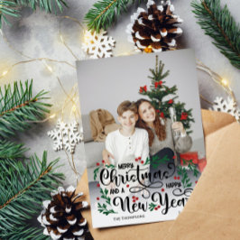 Red Berry Big Photo God jul Gott nytt år Julkort