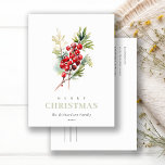 Red Berry Fir Vinter-jul, julfärgen Watercolor Helg Vykort<br><div class="desc">Om du behöver ytterligare anpassningar kan du kontakta mig på yellowfebstudio@gmail.com.</div>