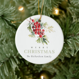 Red Berry Fir Vinter-julfotfoto Julgransprydnad Keramik