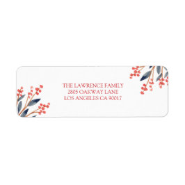 Red Berry Foliage jul Adress Returadress Etikett