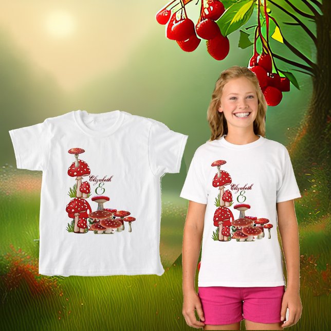 Red Berry Garden Toadstool Greenery Magic Mushroom T Shirt (Red Berry Garden Toadstool Greenery Magic Mushroom T-Shirt)