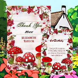 Red Berry Garden Toadstool Greenery Magic Mushroom Tack Kort