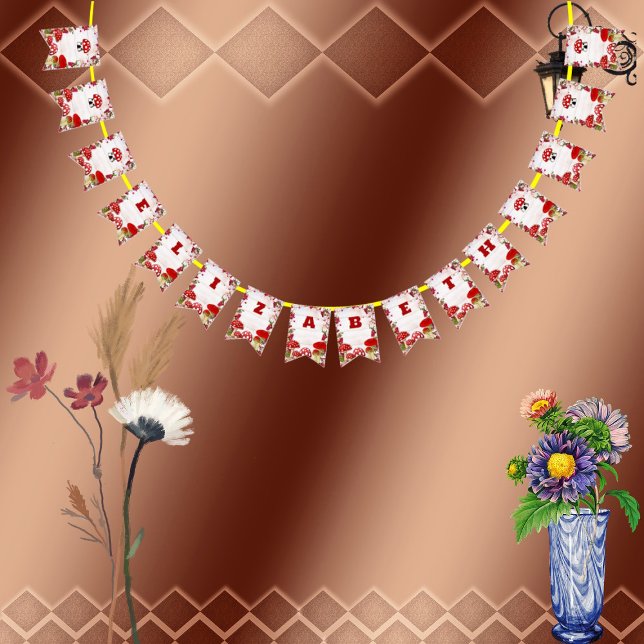 Red Berry Greenery Garden Toadstool Magic Mushroom Vimplar (Red Berry Greenery Garden Toadstool Magic Mushroom Bunting Flags)