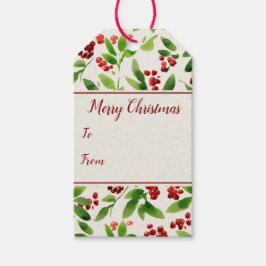 Red Berry Grönt Löv juldesign Helgdag Design Presentetikett