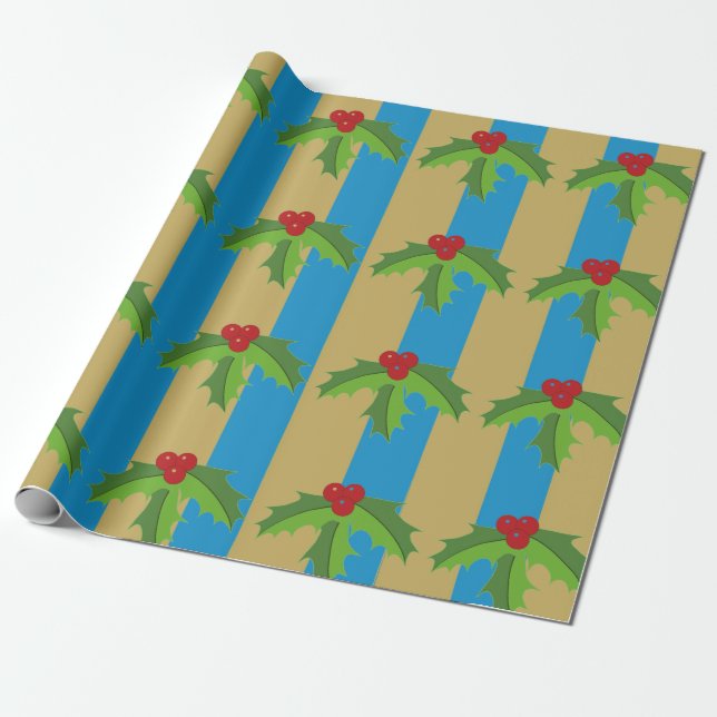 Red Berry Holly Presentpapper (Utrullad)