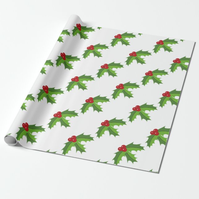 Red Berry Holly Presentpapper (Utrullad)