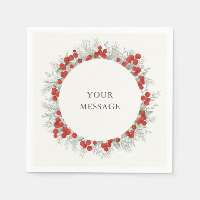 Red Berry-Julfesten för julkrans Pappersservett (Framsidan)
