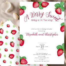 Red Berry Sweet Strawberry Girl Baby Shower Inbjudningar