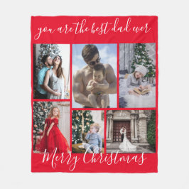 Red Best Pappa någonsin God jul Photo Collage Fleecefilt