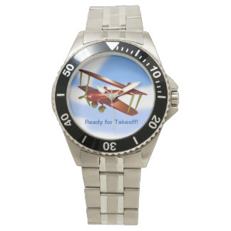 Red Bi-Flygplan eWatch Watch Armbandsur
