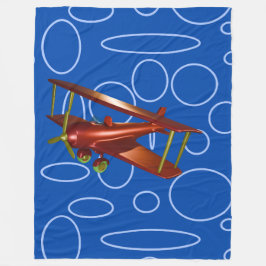 Red Bi-flygplan på blå cirklar Fleecefilt