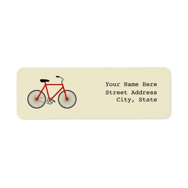 Red Bicycle Address Label Returadress Etikett (Framsidan)