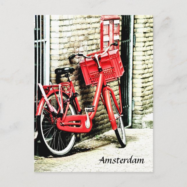 Red Bicycle & Amsterdam, helgdag Nederländerna Vykort (Framsida)