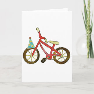 Red Bicycle Birthday Hat Kort
