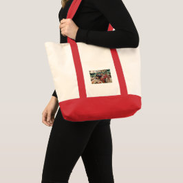 "Red Bicycles" Canvas Pocket Tote Bag Tygkasse