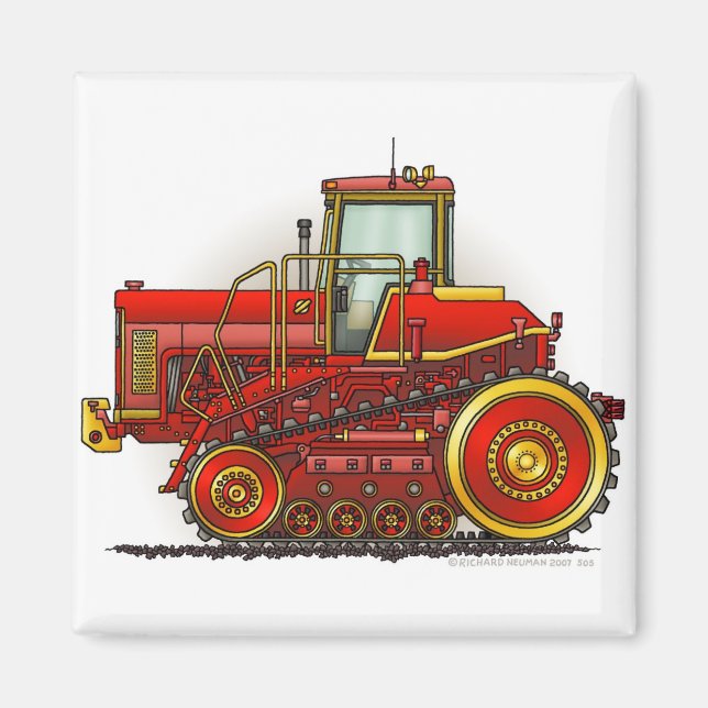 Red Big Dozer Tractor Magnets Magnet (Framsidan)