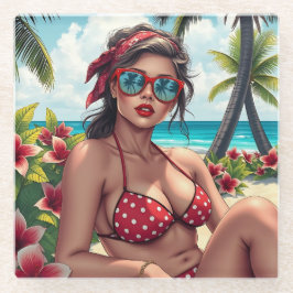 Red Bikini, Sunglasses och Bandana Woman