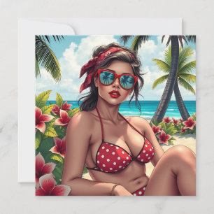 Red Bikini, Sunglasses och Bandana Woman Blank
