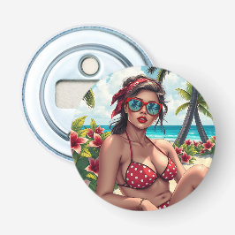 Red Bikini, Sunglasses och Bandana Woman Flasköppnare