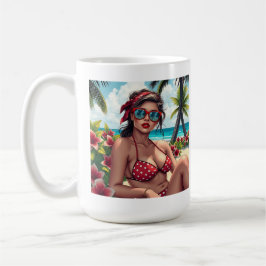 Red Bikini, Sunglasses och Bandana Woman Kaffemugg