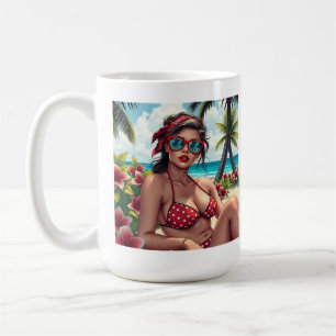 Red Bikini, Sunglasses och Bandana Woman Kaffemugg