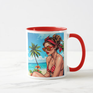 Red Bikini, Sunglasses och Bandana Woman Mugg