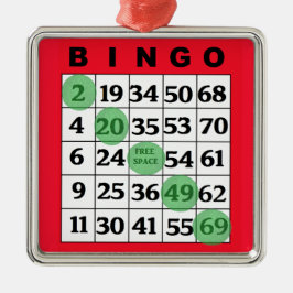 Red BINGO Card | BINGO Älskare Gift-jul Julgransprydnad Metall