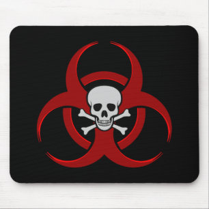 Red Biohazard Skull Mousepad Musmatta