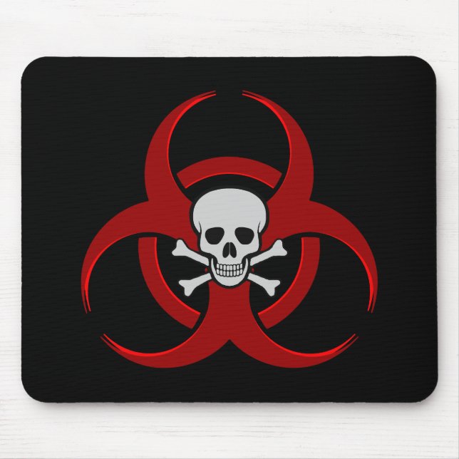 Red Biohazard Skull Mousepad Musmatta (Framsidan)