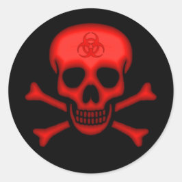 Red Biohazard Skull Sticker Runt Klistermärke