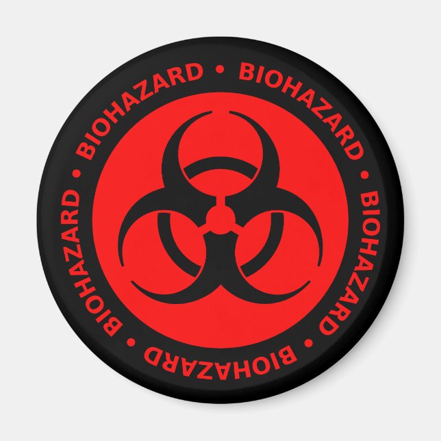 Red Biohazard Warnet Magnet (Framsidan)