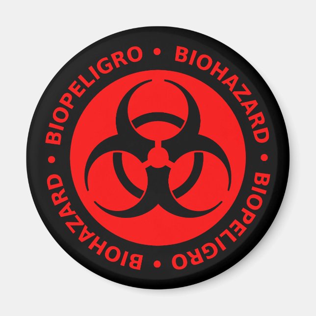 Red Biohazard Warnet Magnet (Framsidan)
