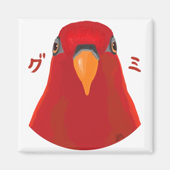Red birb ’GUMI’ Magnet (Framsidan)