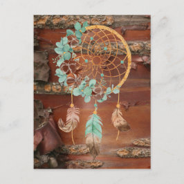 Red Birch Bark Brown och Turquise Dreamcatcher Vykort