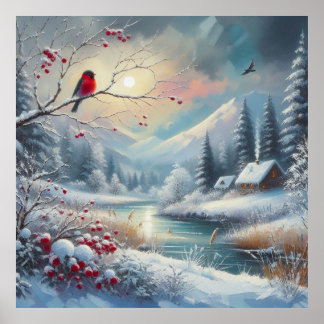 Red Bird and Winter Ligcape 5 Poster