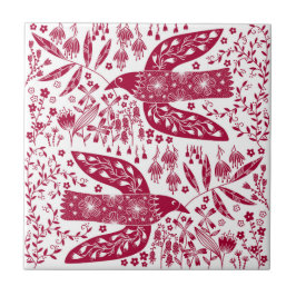 Red Bird Art Kakelplatta
