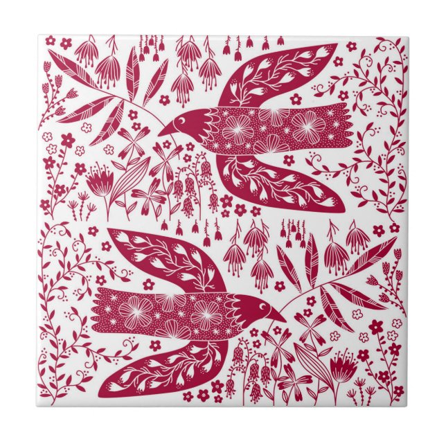 Red Bird Art Kakelplatta (Framsidan)