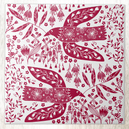 Red Bird Art Kakelplatta