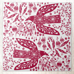 Red Bird Art Kakelplatta
