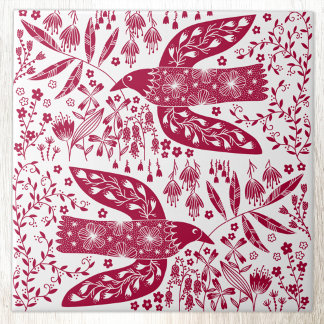 Red Bird Art Kakelplatta