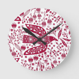 Red Bird Art Rund Klocka