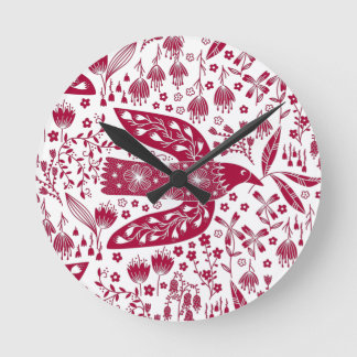 Red Bird Art Rund Klocka