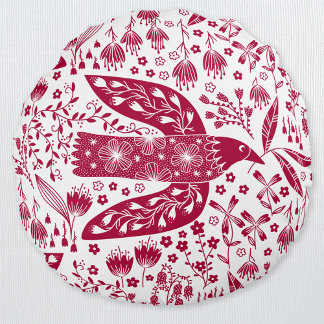 Red Bird Art Rund Kudde