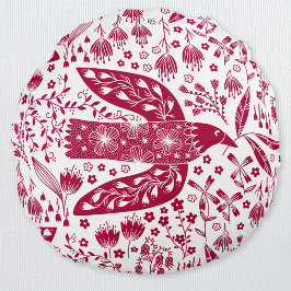 Red Bird Art Rund Kudde