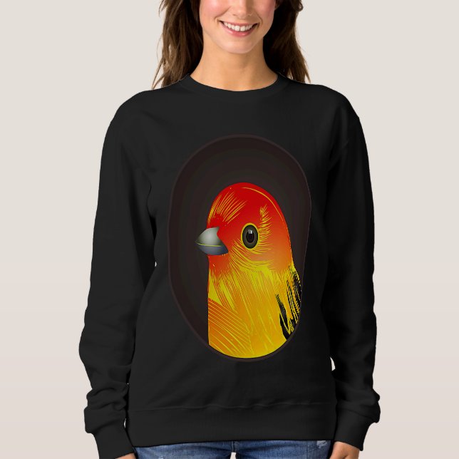 Red bird as portrait in round frame t shirt (Framsida)
