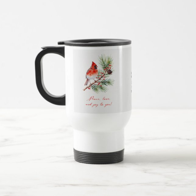 Red Bird Cardinal Christmas Travel Mug Resemugg (Vänster)